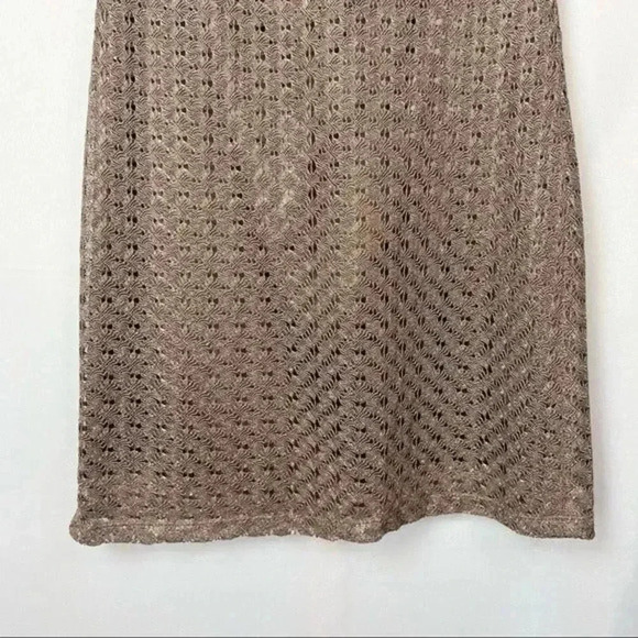 Jax Brown Metallic Crochet Lace Cap Sleeve Knee Length Dress 10 - Picture 5 of 6